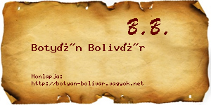 Botyán Bolivár névjegykártya